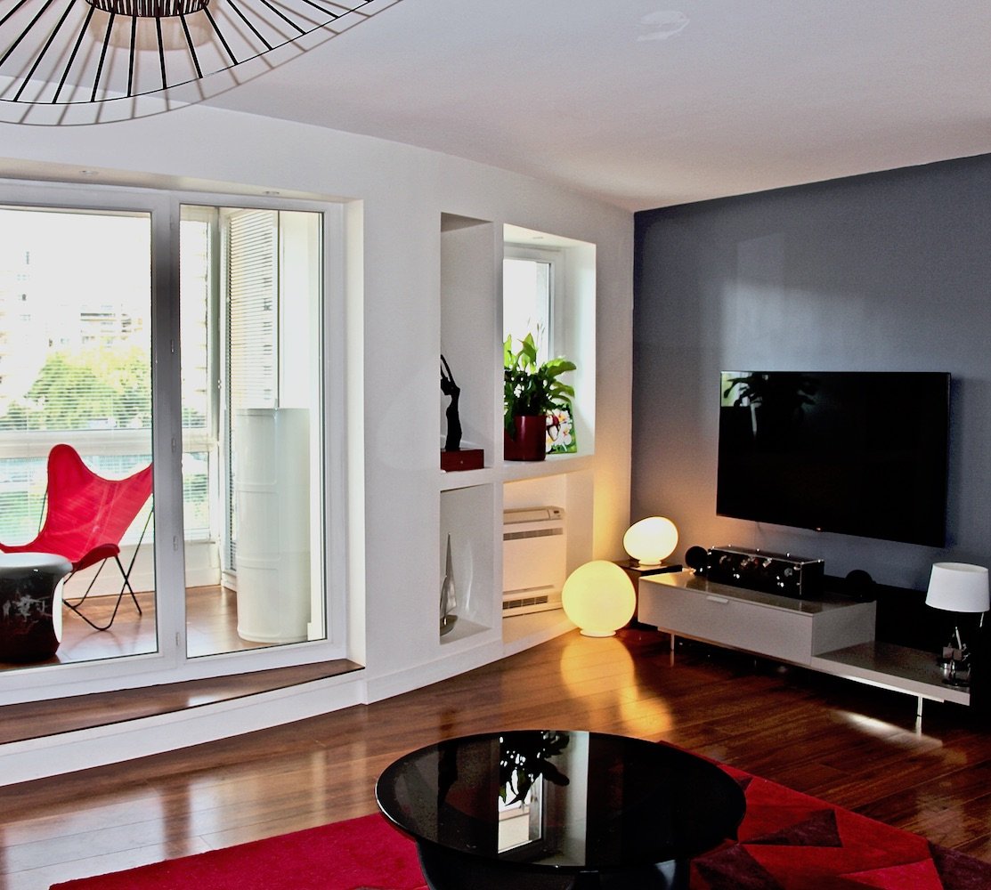 Aménagement & décoration intérieure d'un appartement - Charenton Le Pont 2 coin_TV_apres_R