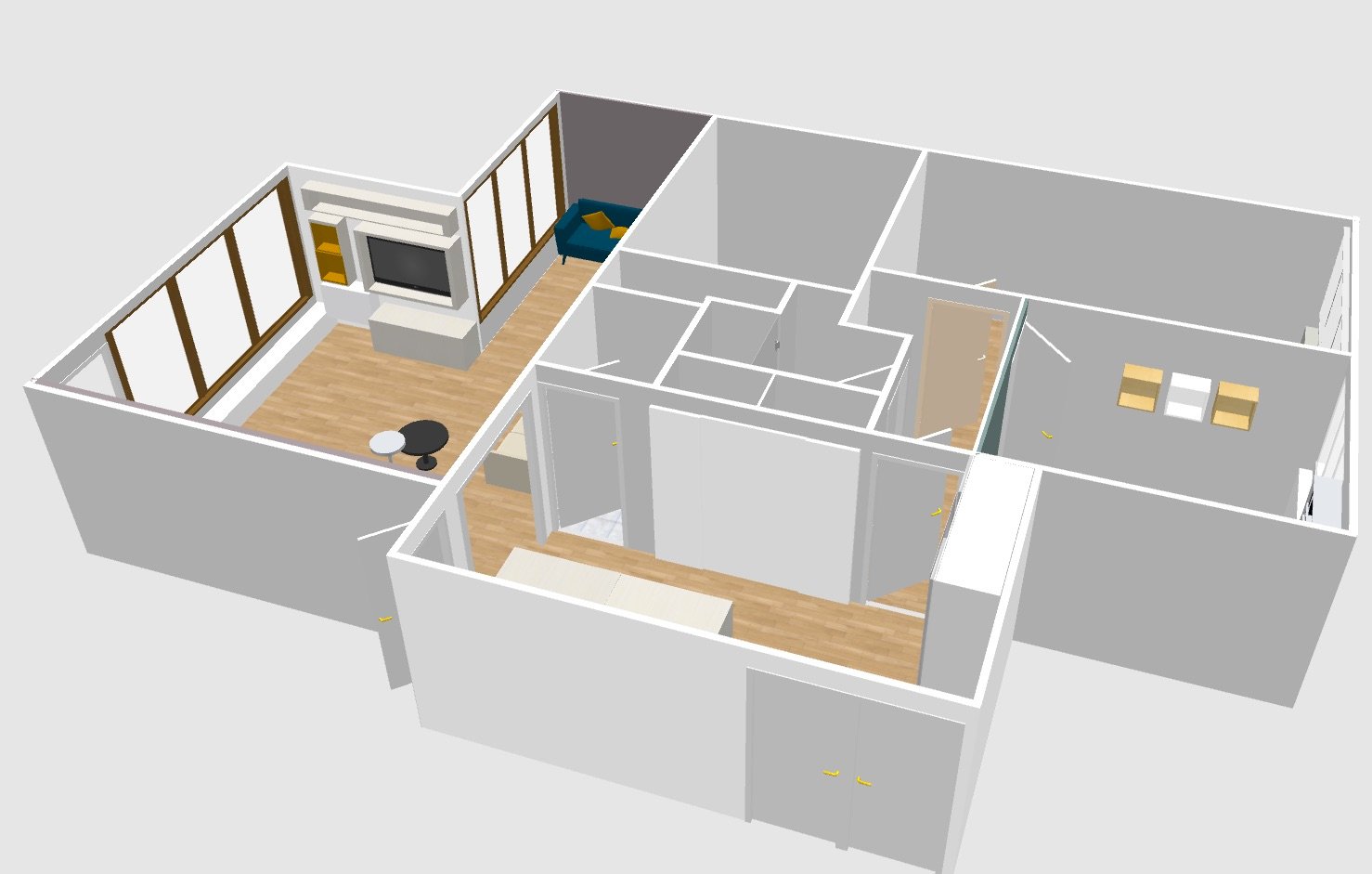 Aménagement d'un appartement - Paris 15 12 Vue 3D 1