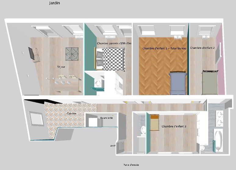 Rénovation d'un appartement style atelier - Charenton Le Pont 1 Vue 3D après rénovation