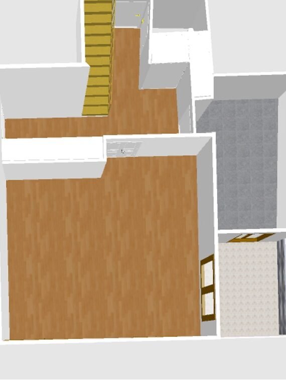 Plan 3D du duplex avant rénovation – duplex familial Vincennes
