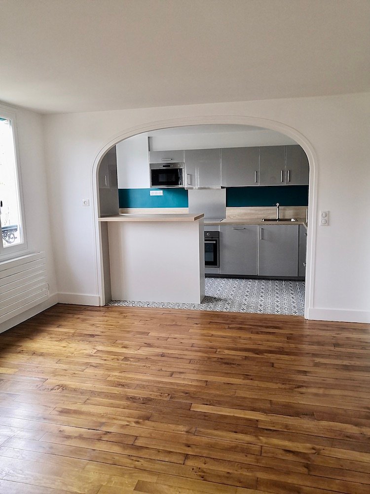 Rénovation d'un appartement haussmannien - Cité des Fleurs, Paris 17 4 cuisine salon1 R